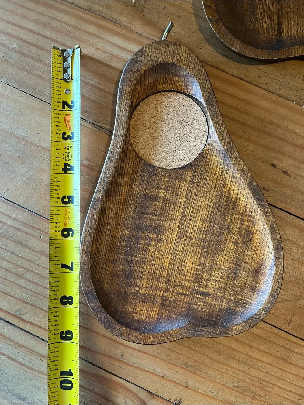 Vintage MCM Wood Pear Shaped Coaster Snack Tray Set of 4